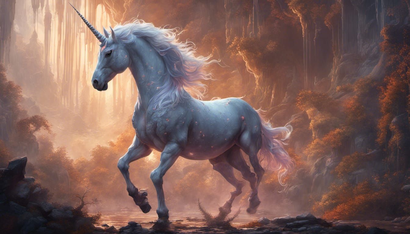 Fantasy Unicorn Concept Art in Dark Style