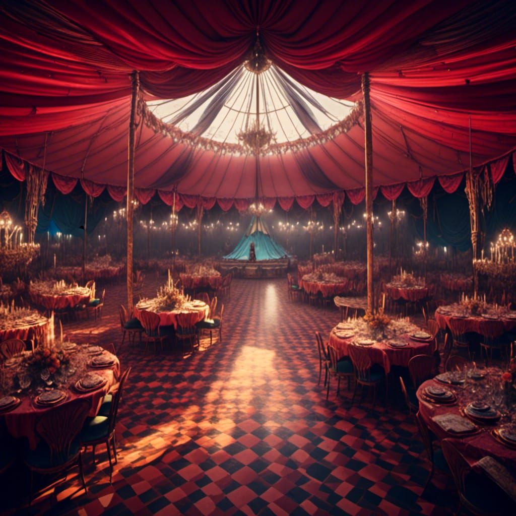 Fashion Runway in Barnum Circus Tent: Digital Painting