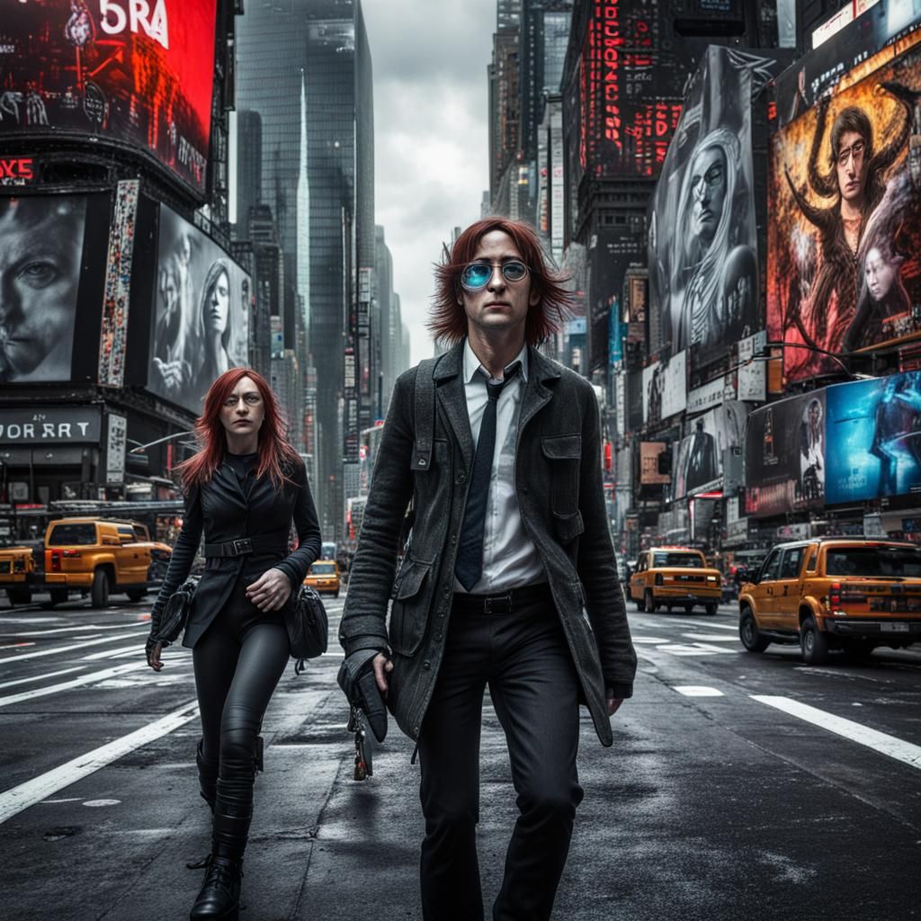 John Lennon's Cyberpunk Escape in Times Square