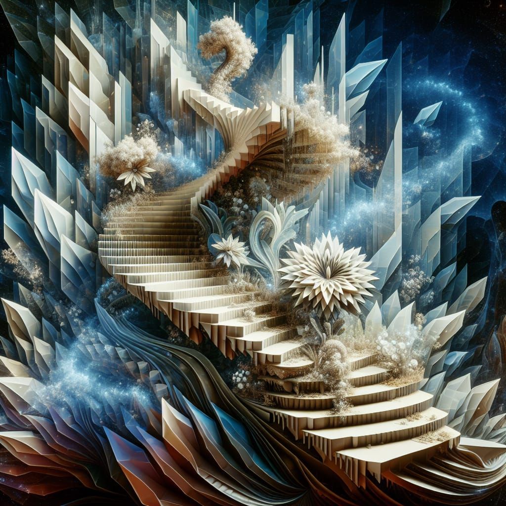 Sacred Crystal Staircase Blooms with Divine Geometry