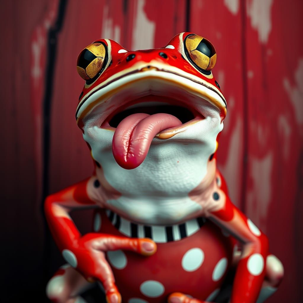 Anthropomorphic Frog Portrait in Surreal Style