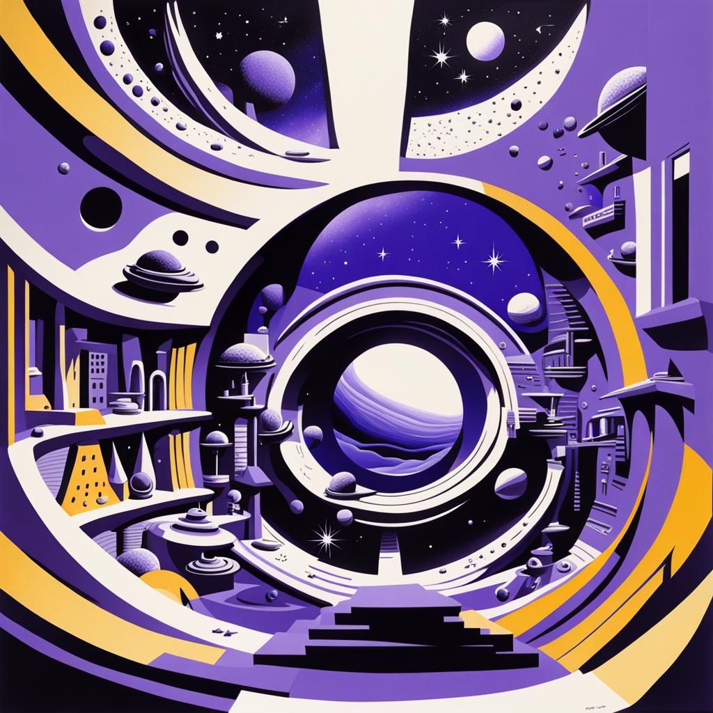 Astronaut in Cosmic Dreamscape Portal in Surreal Style