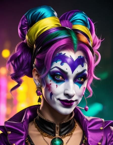Carnivalcore Female Jester in Contrasting Colors