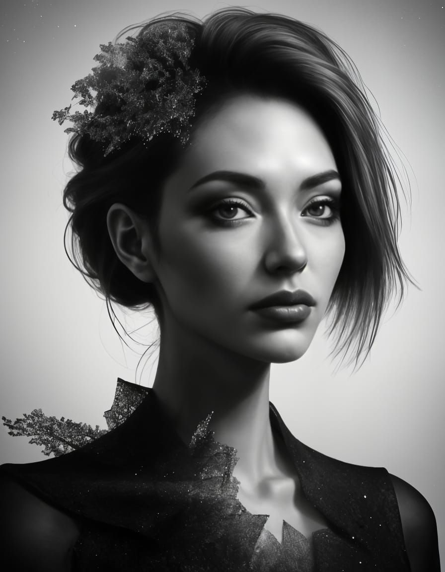 Ethereal Nature Portrait in Monochromatic Haze