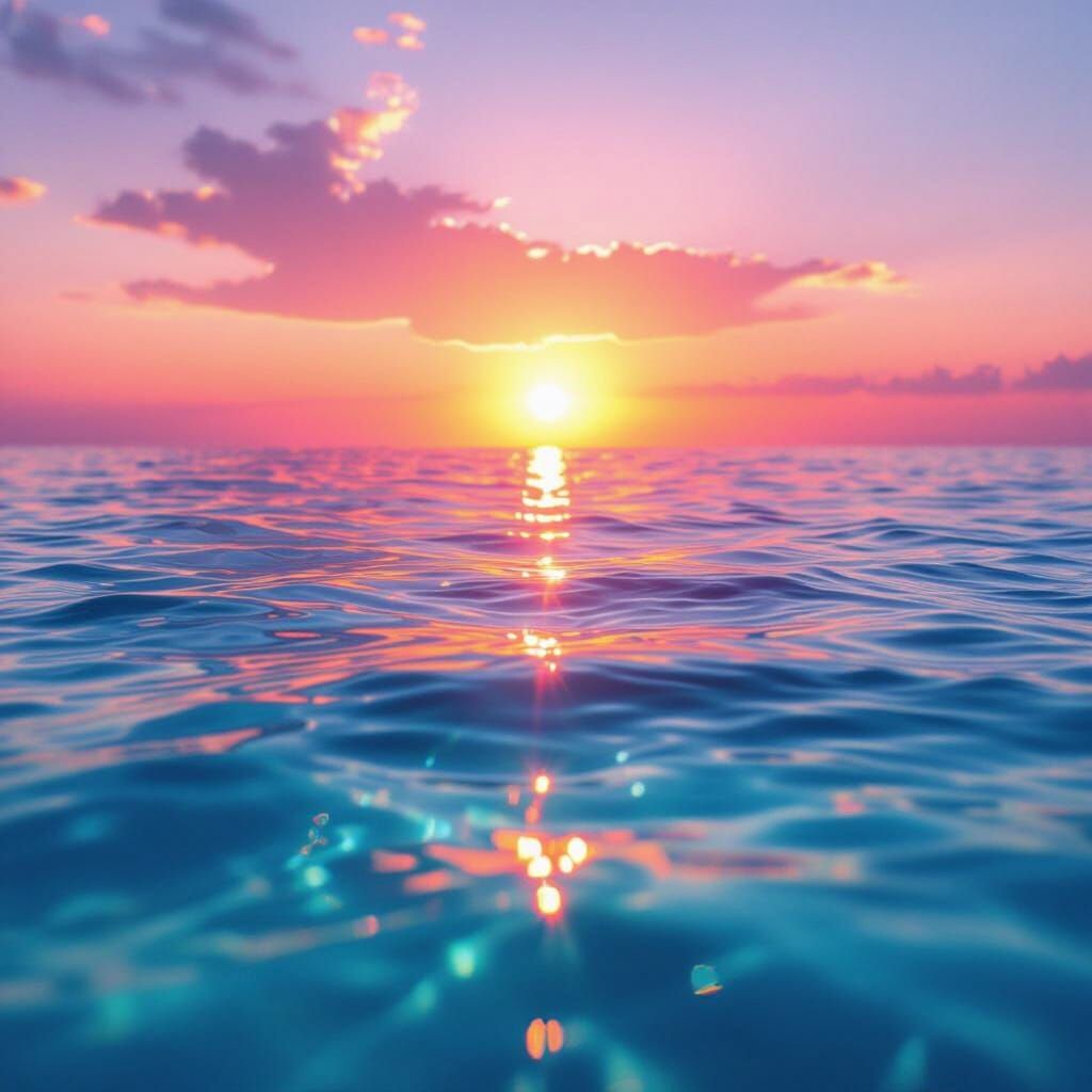 Vibrant Sunrise Over Shimmering Aqua Water