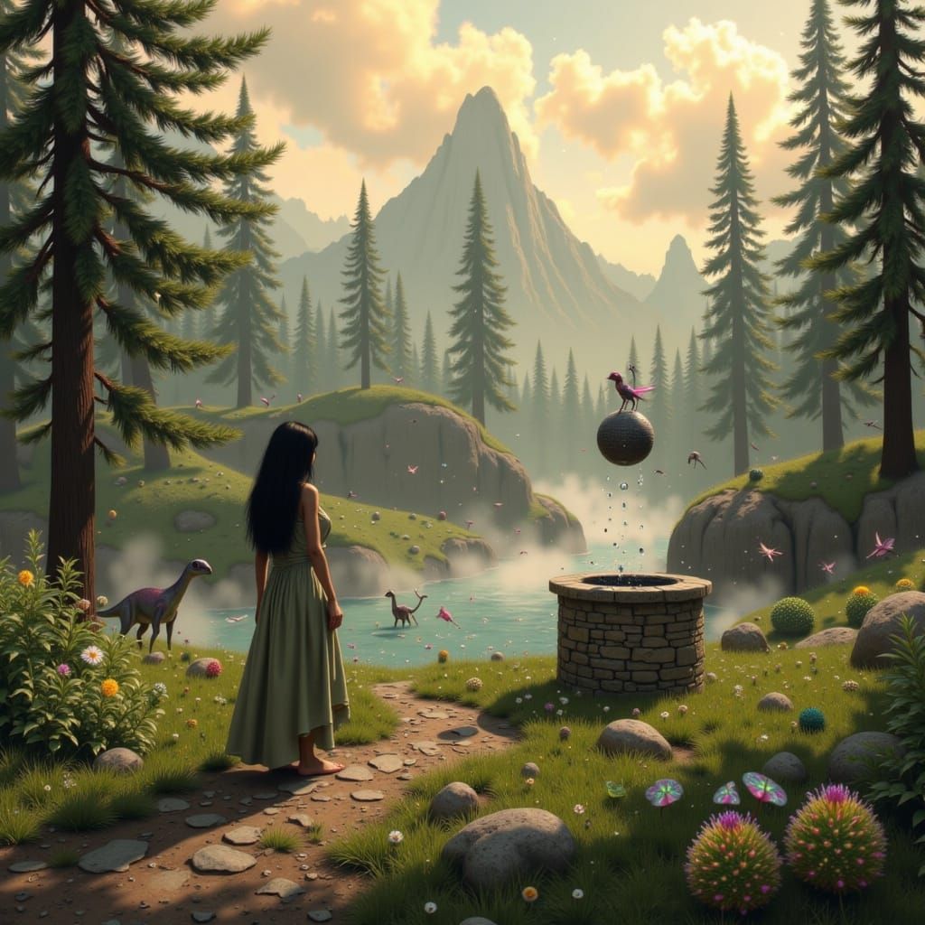 Prehistoric World Unveiled in Grassy Field