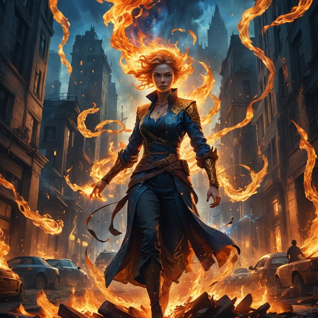 Grisha Woman Commands Fire in Fantasy Art