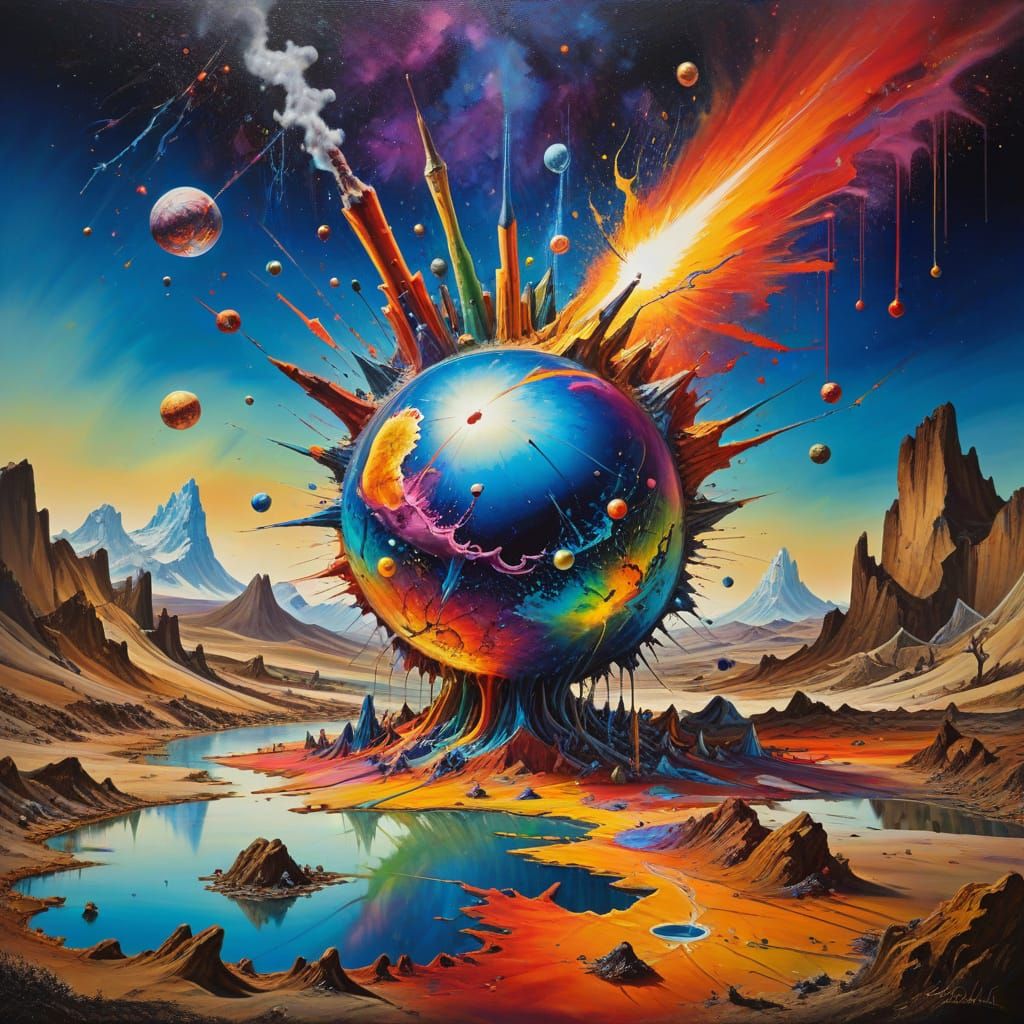 Surreal Crayon Explosion on Alien Planet