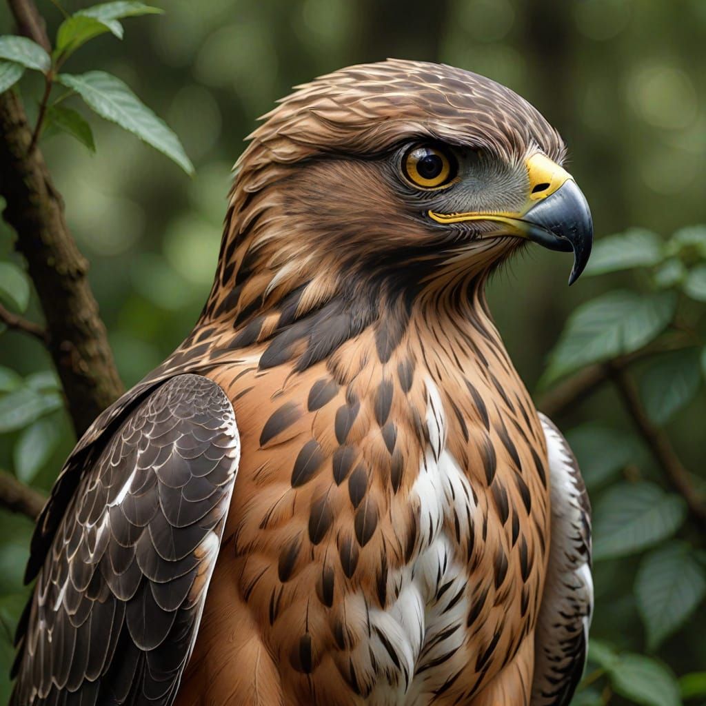 Realistic Hawk Portrait: Mesmerizing Bird of Prey