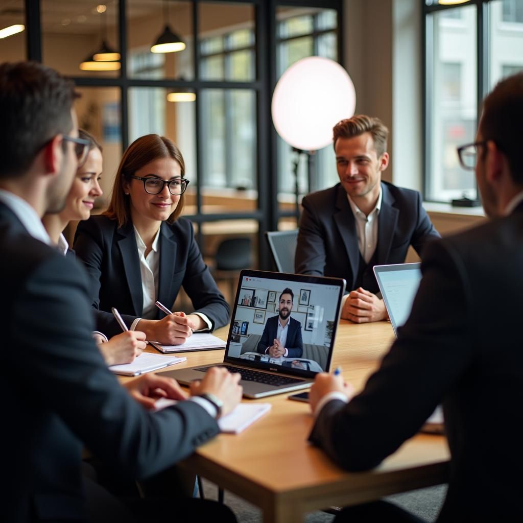 Busy Professionals in Modern Office Setting