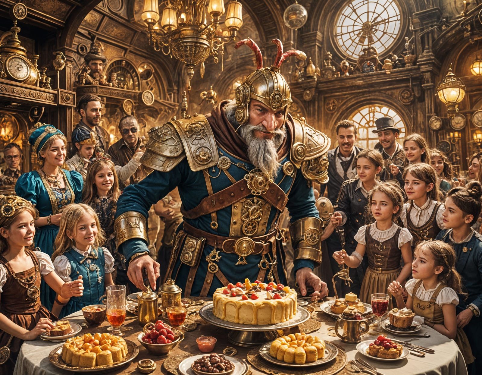 Asterix's Birthday Party: A Hyperrealistic Steampunk Celebra...
