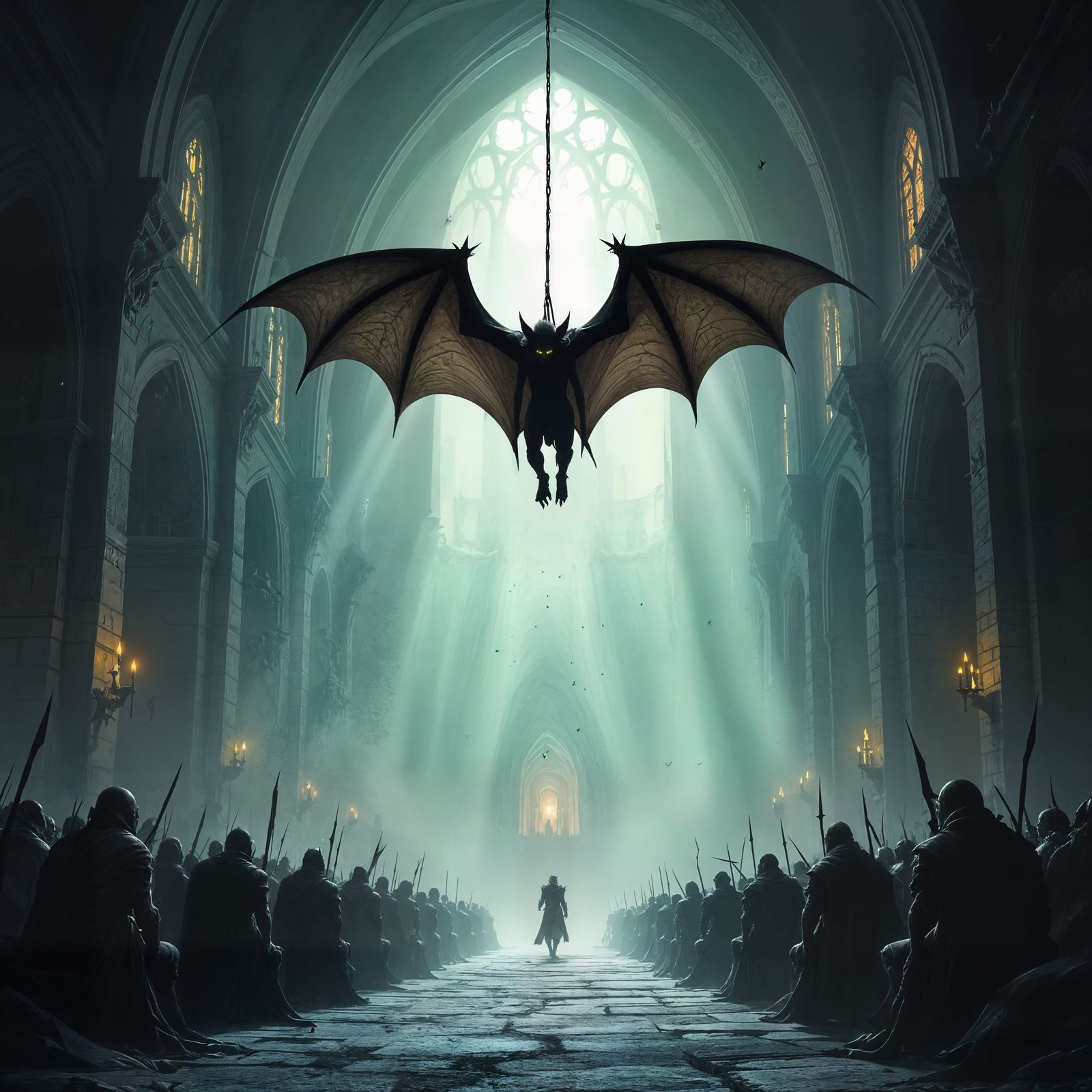 Goblins in Dark Castle Chamber with Opaque Light