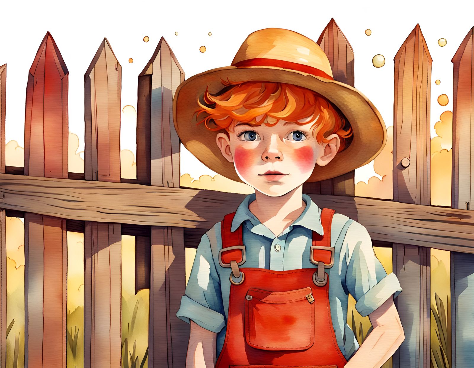 Freckled Boy's Golden Hour Fantasy: A Watercolor Storybook S...