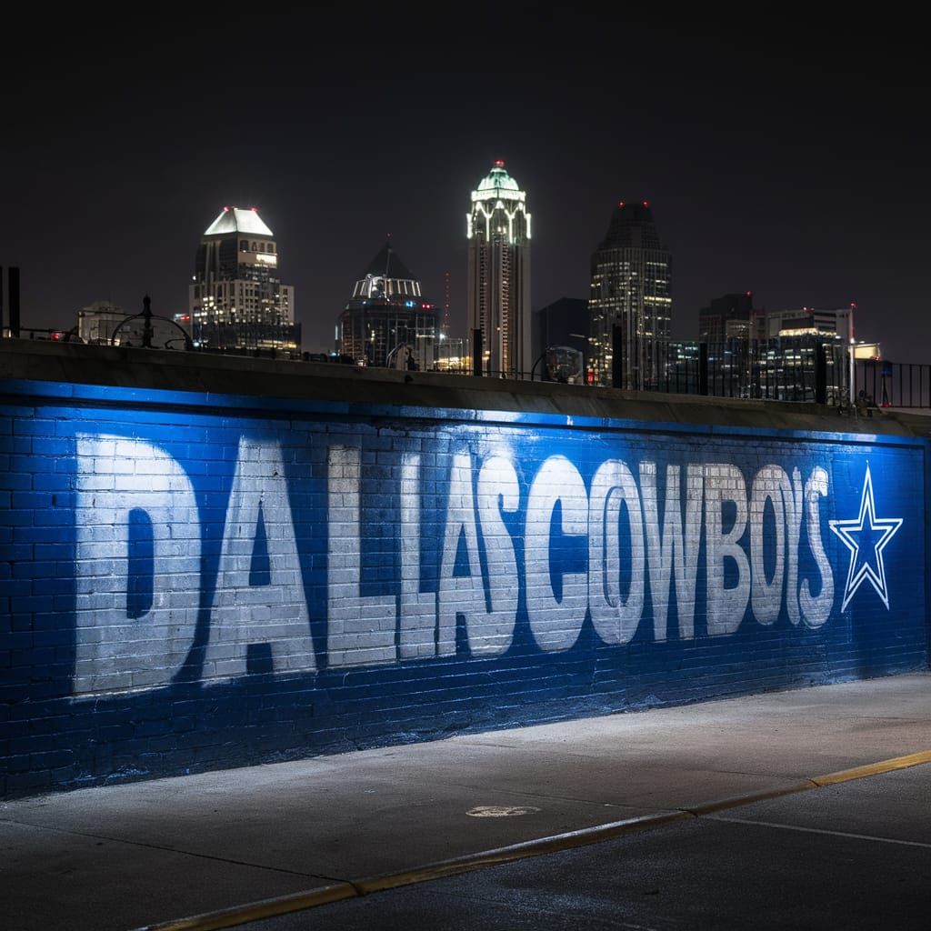Dallas Cowboys Graffiti Art in Silver and Blue