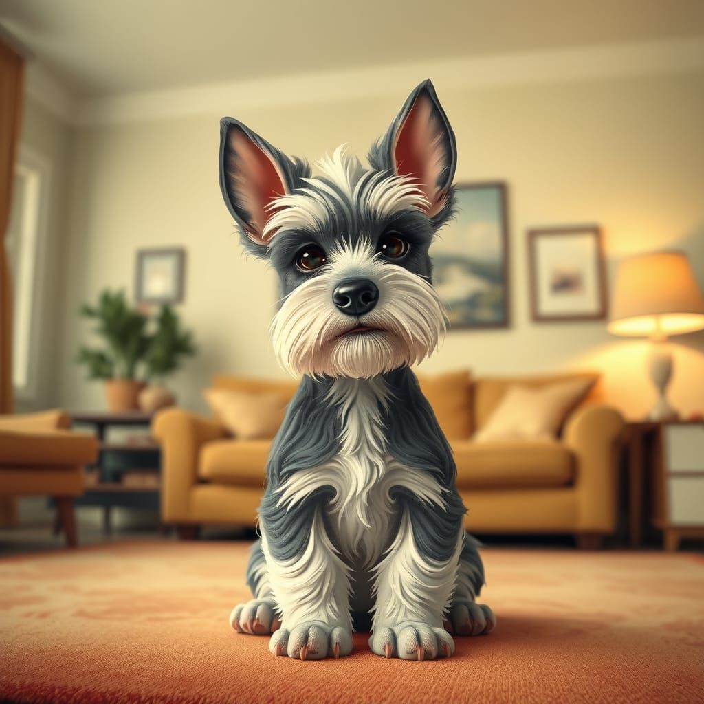 Vintage Scottie Puppy in Rubberhose Cartoon Style