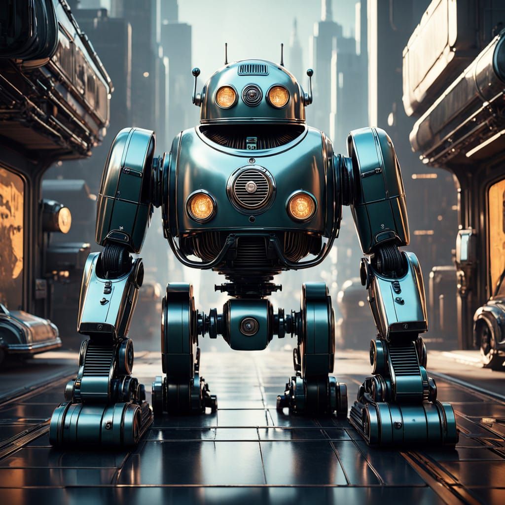 Retro-Futuristic Robot Emerges from Vintage Volkswagen Beetl...