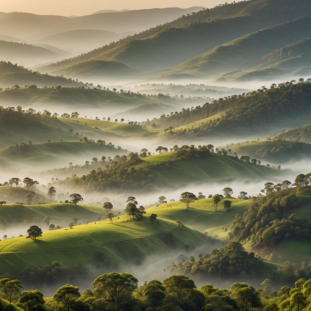 Misty Morning in Jatinga Valley: Panoramic Landscape