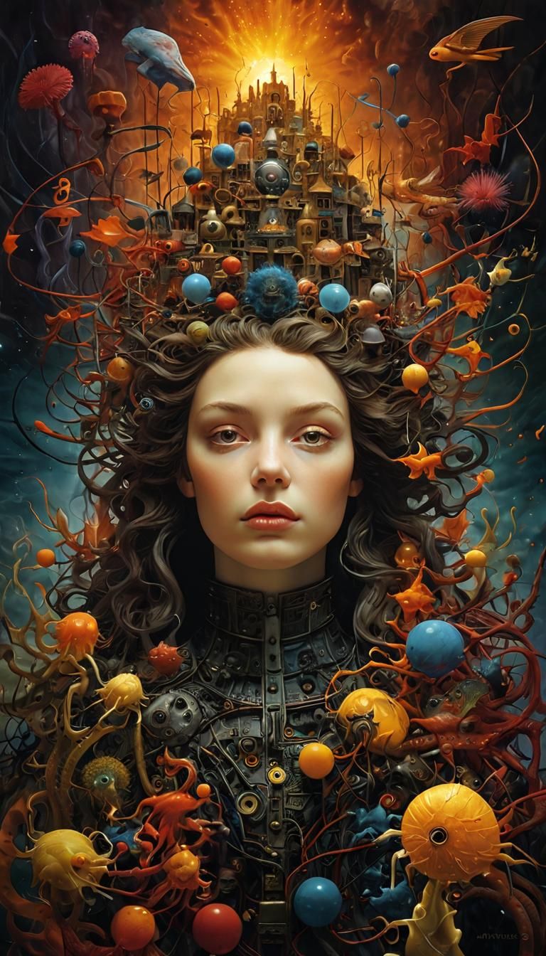 Cyberpunk Digital Art of a Dystopian Mind in Turmoil