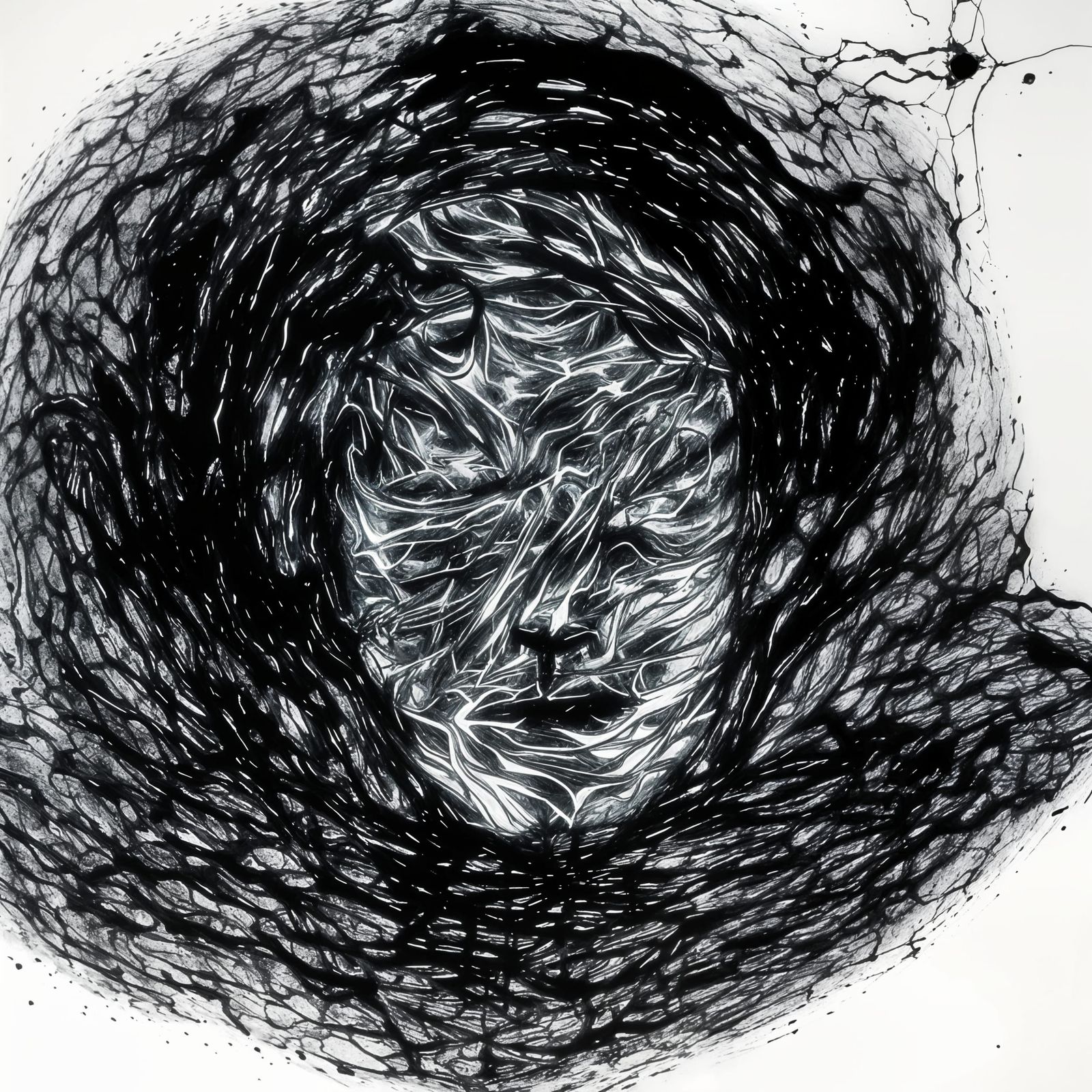 Mixed Media Portrait of Man in Celestial Eruption