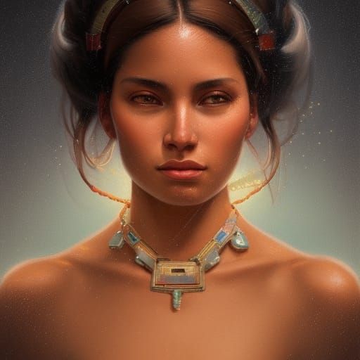 Beautiful Latina Woman Portrait in Hyperdetailed Digital Art