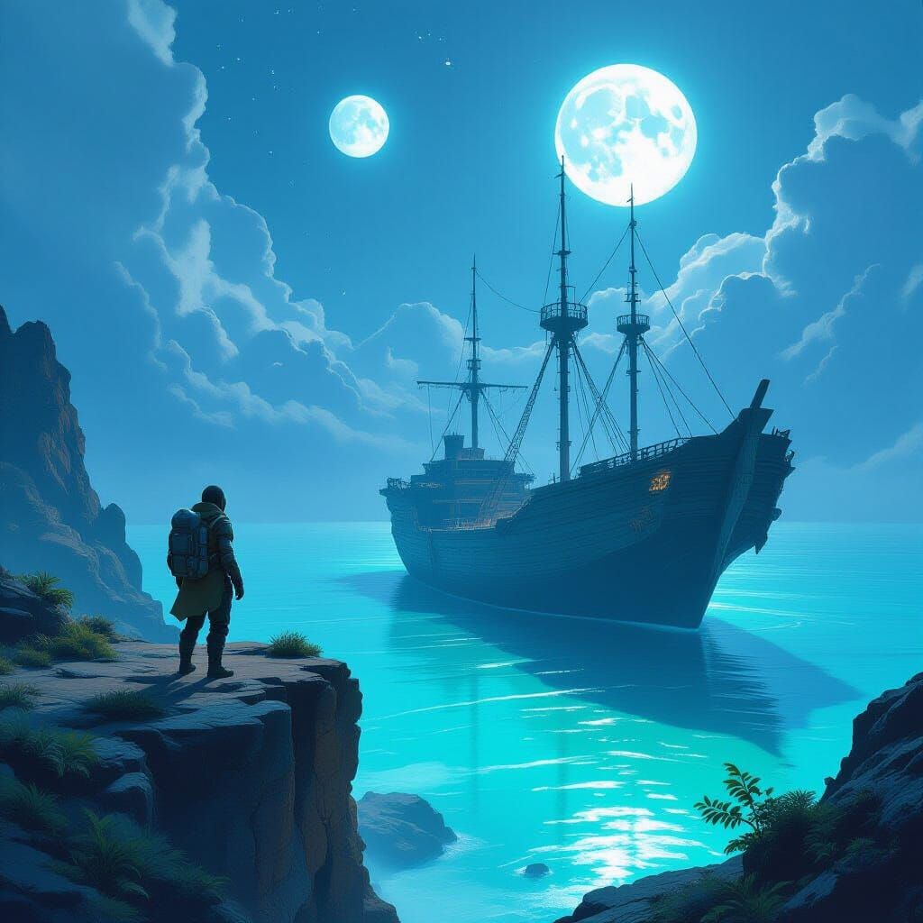 Alien Ocean Explorer and Ancient Ship