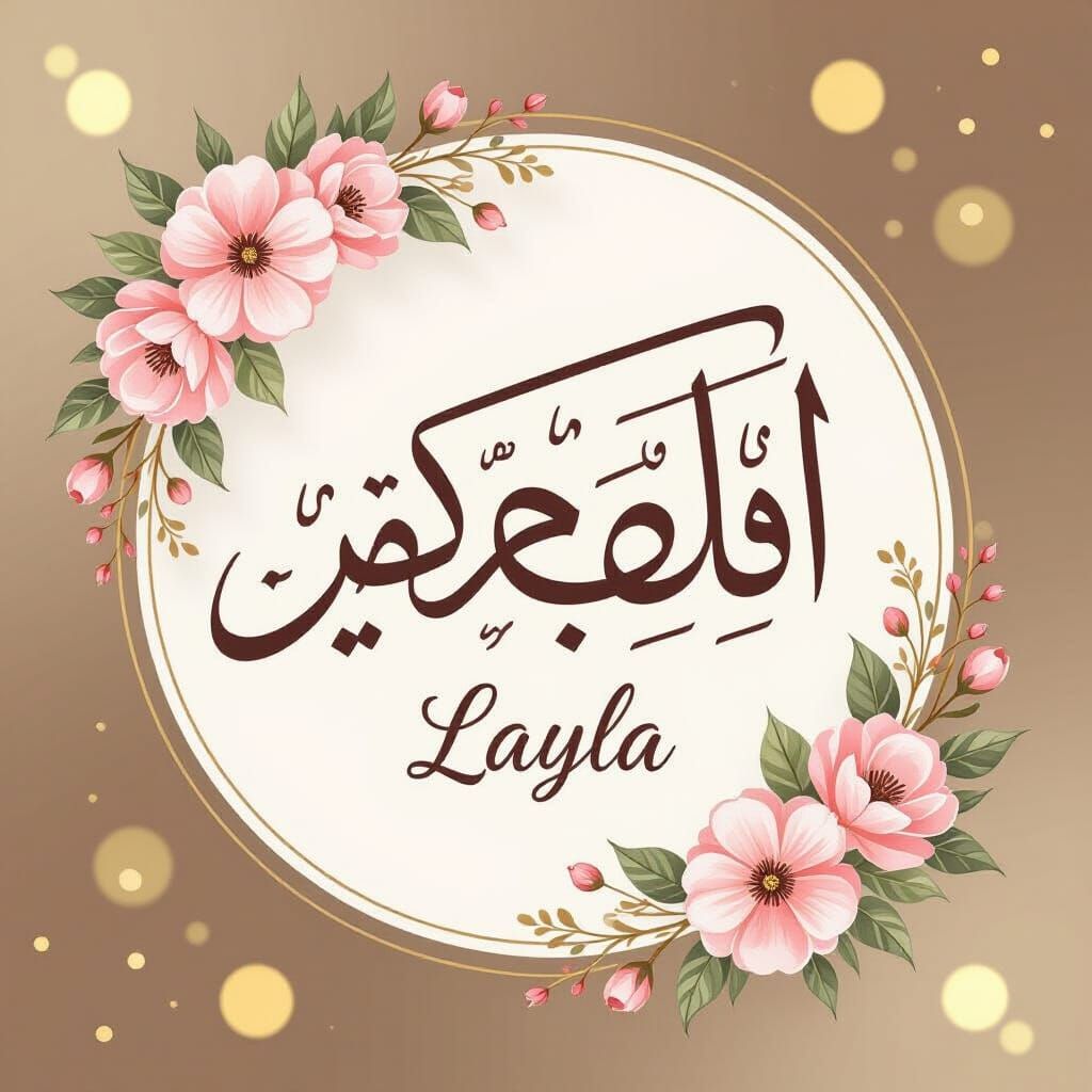 Elegant Arabic Calligraphy for Baby Layla's Arrival