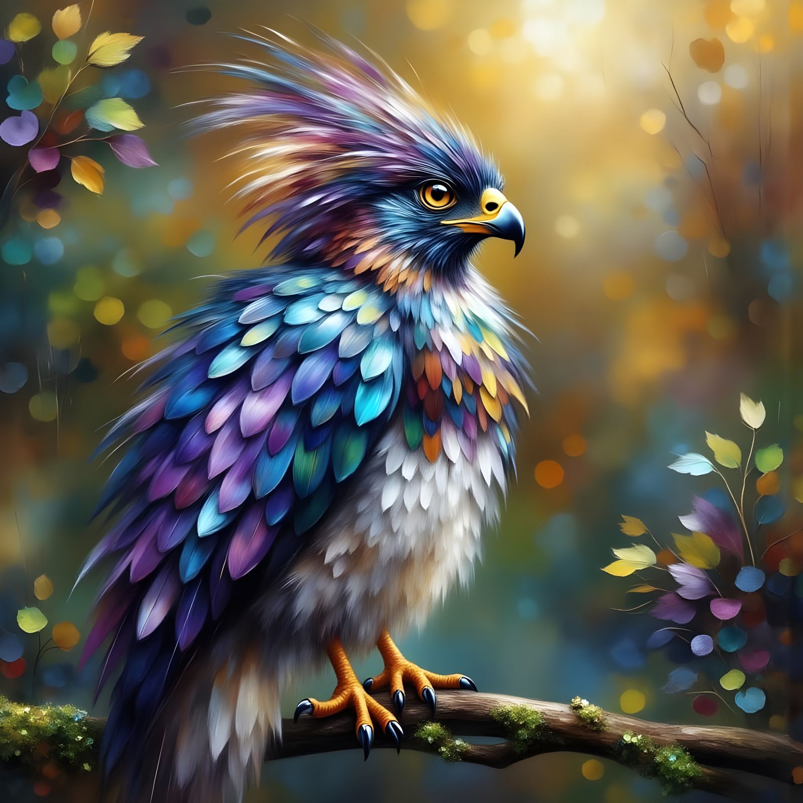 Majestic Chrome Hawk in Dreamlike Landscape