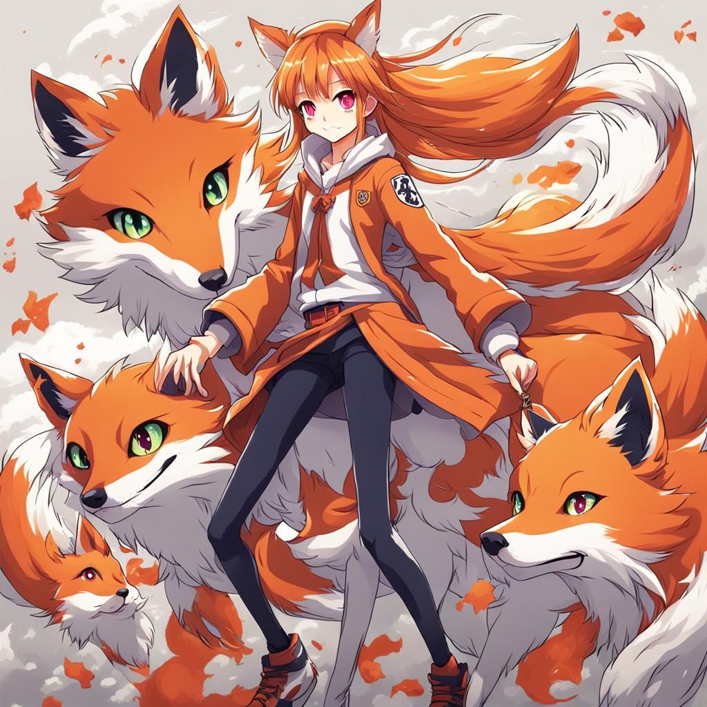 Anime Style: Girl with Nine-Tailed Fox