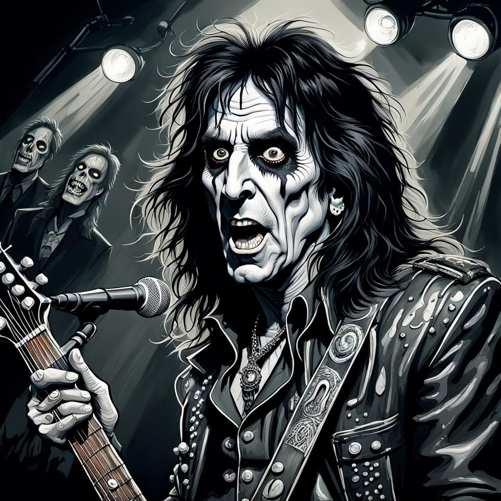 Alice Cooper Caricature in Pen and Ink