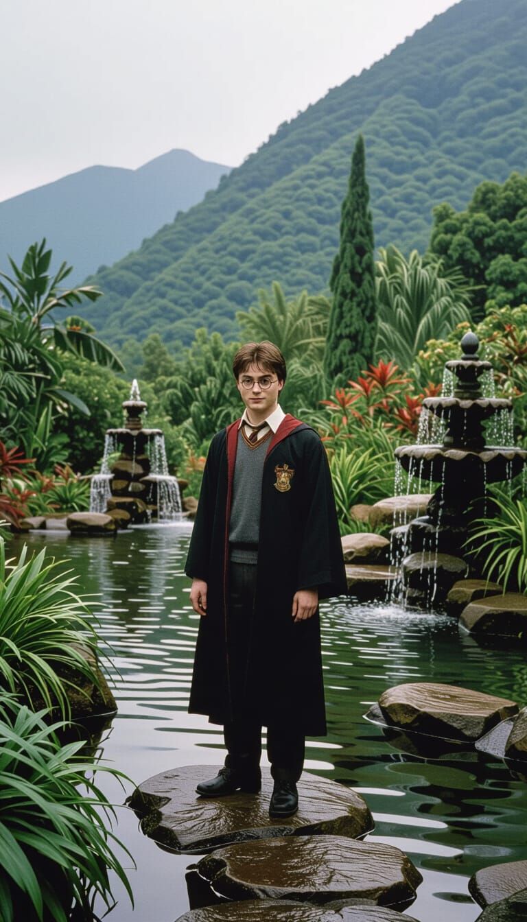 Harry Potter in Mountain Garden: Cinematic Film Style
