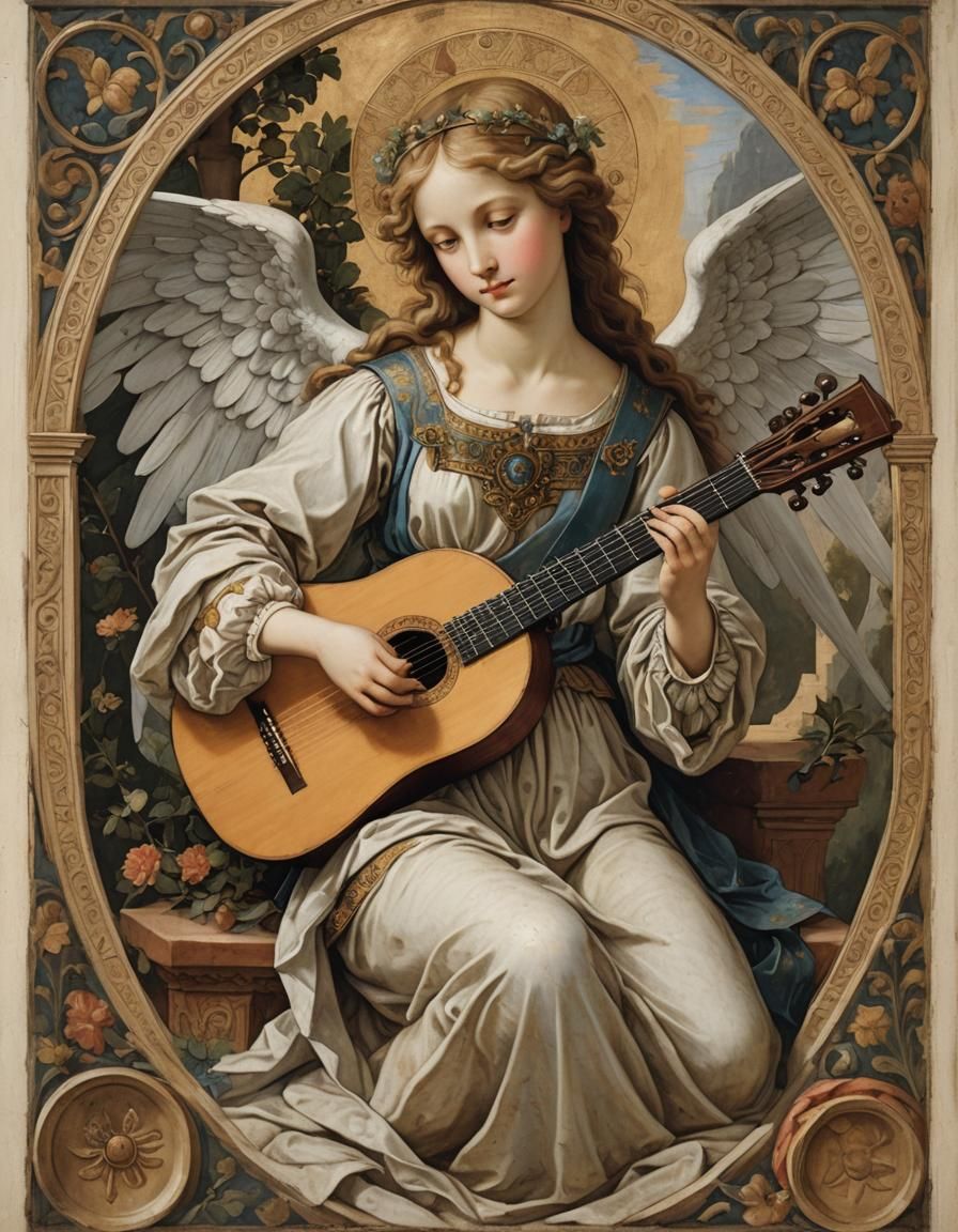 Angel Playing Lute: Ethereal Beauty