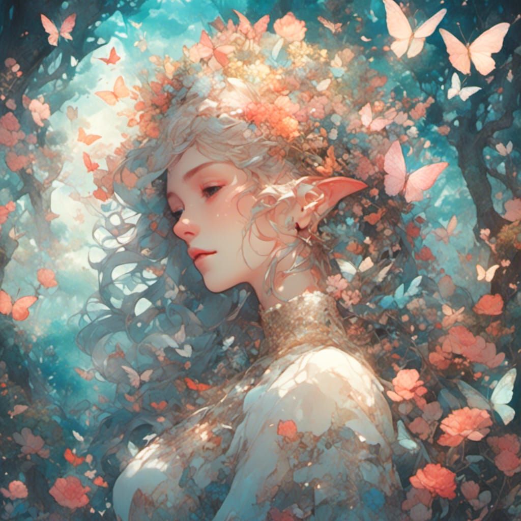 Fairy in Stained Glass Double Exposure