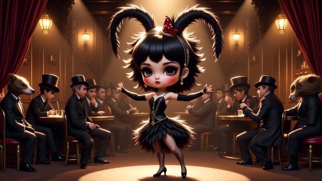 Chibi Cabaret Dancer in Noir Style