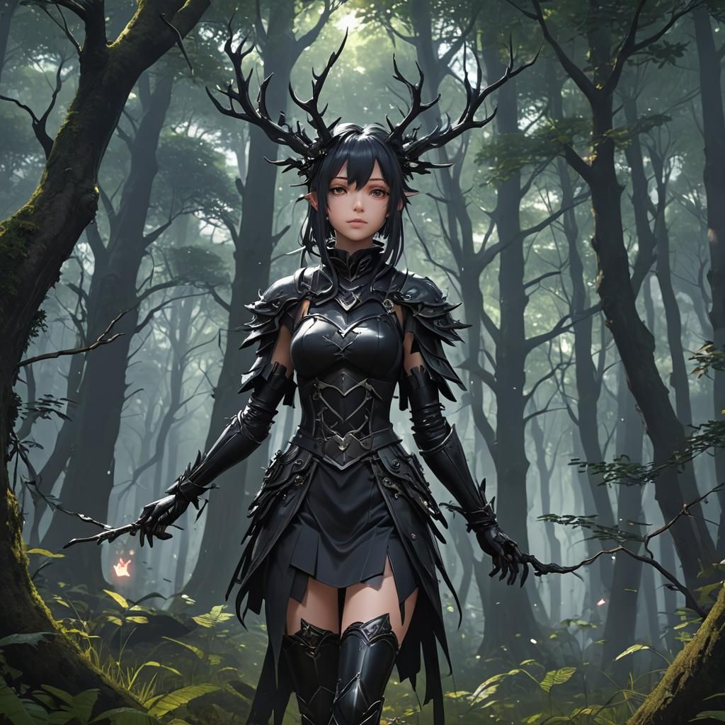 Dark Heart in Forest: 3D Anime Art