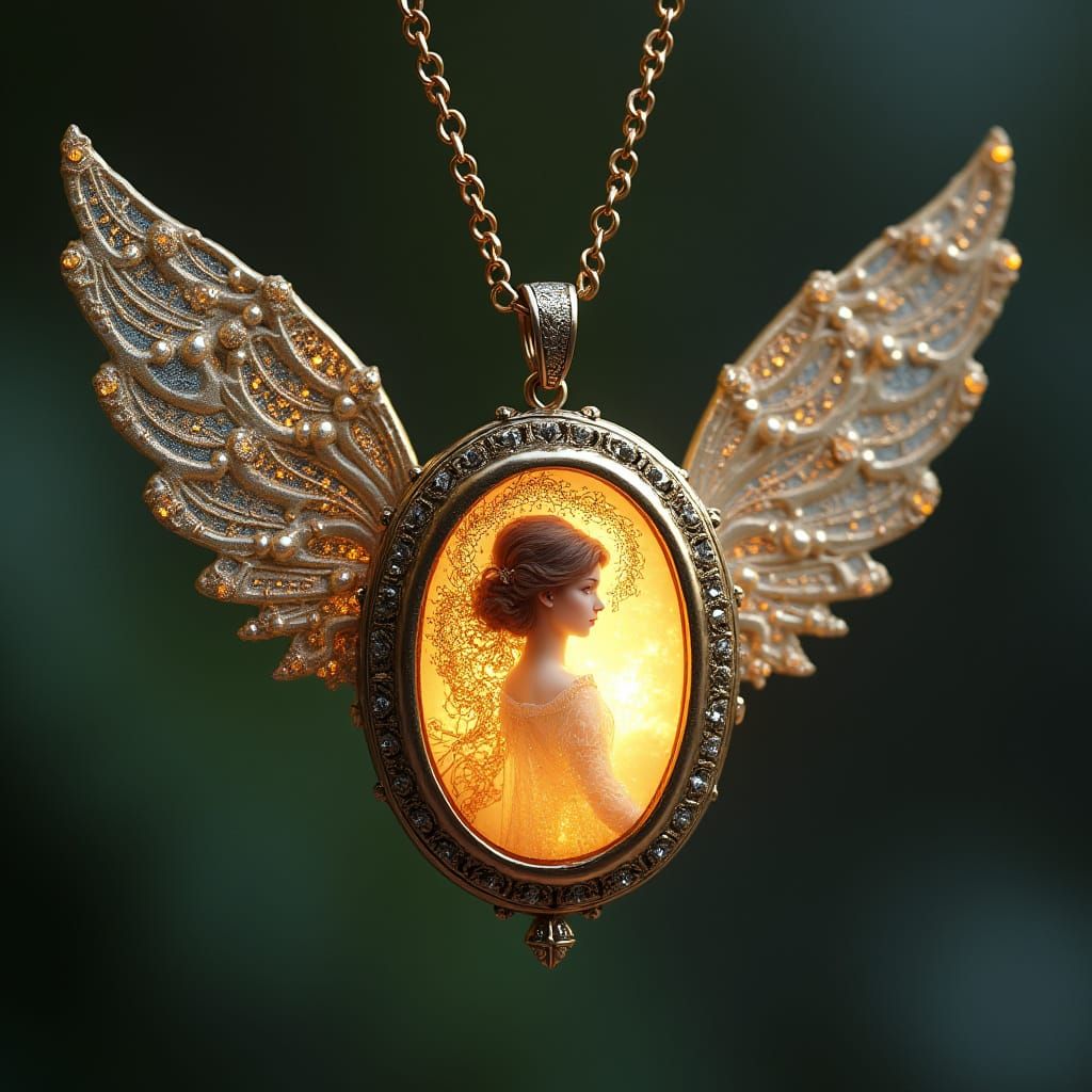 Angel Earrings in Medieval Filigree Style with Luminous Lock...