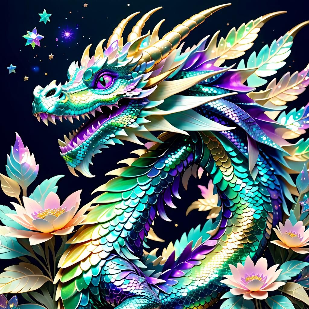 Iridescent Fantasy Flower Dragon