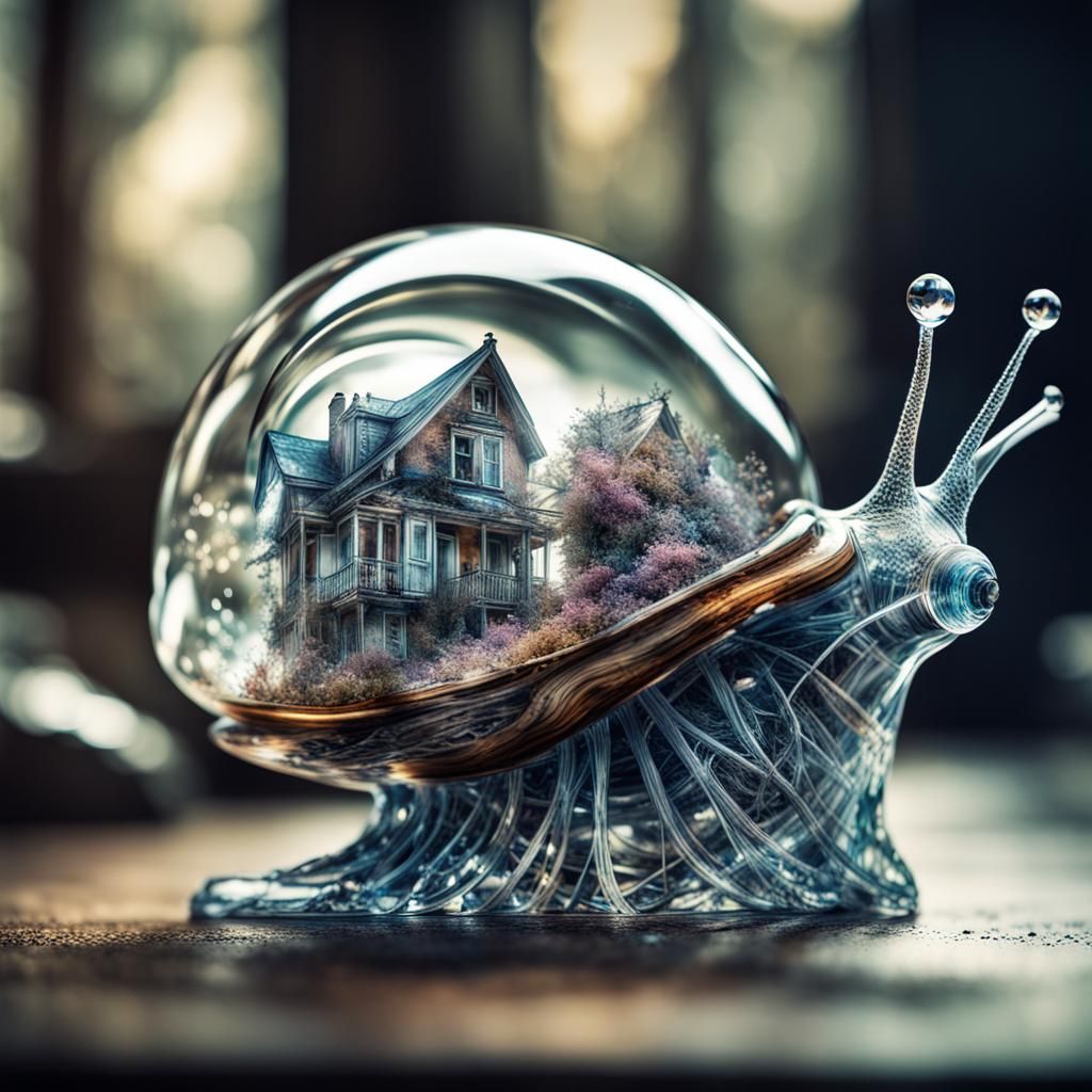 Crystal Snail and Victorian Cottage Double Exposure