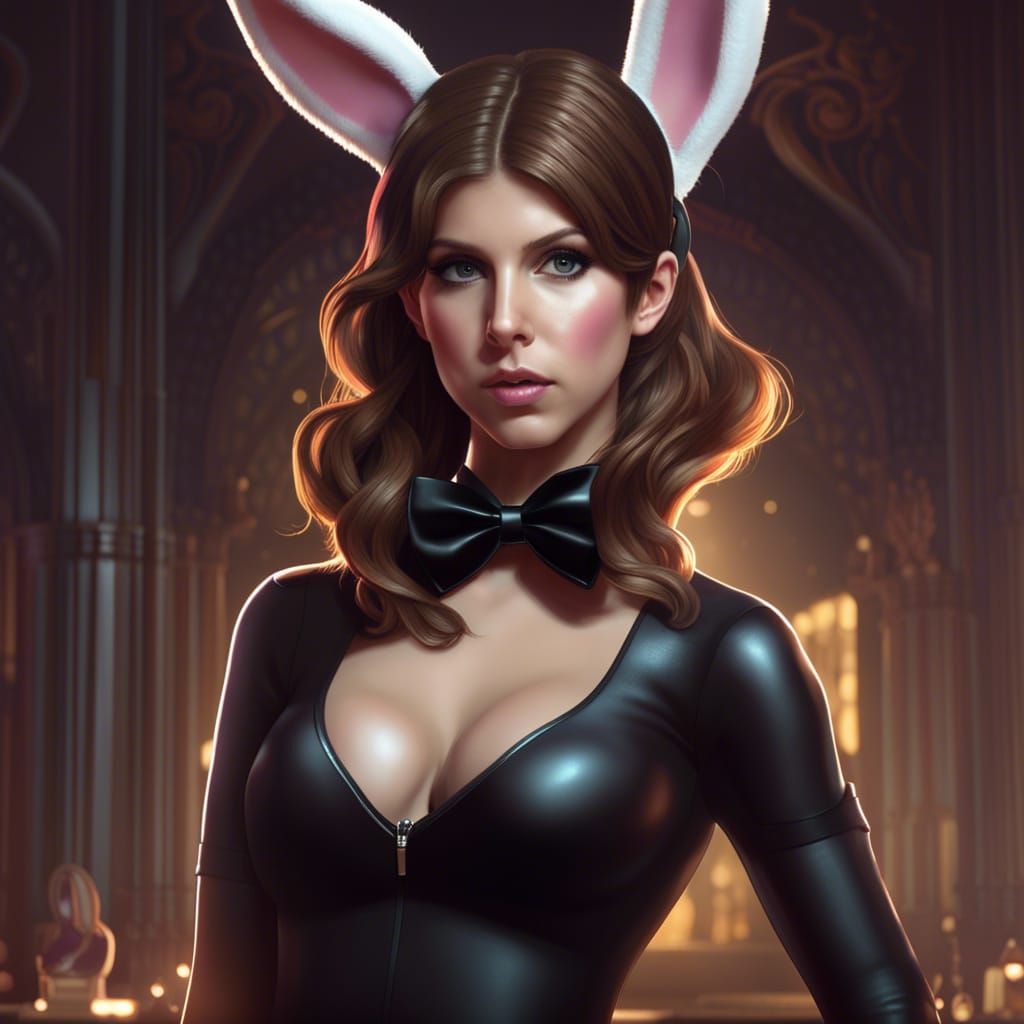 Showgirl with Bunny Ears in Digital Art Style
