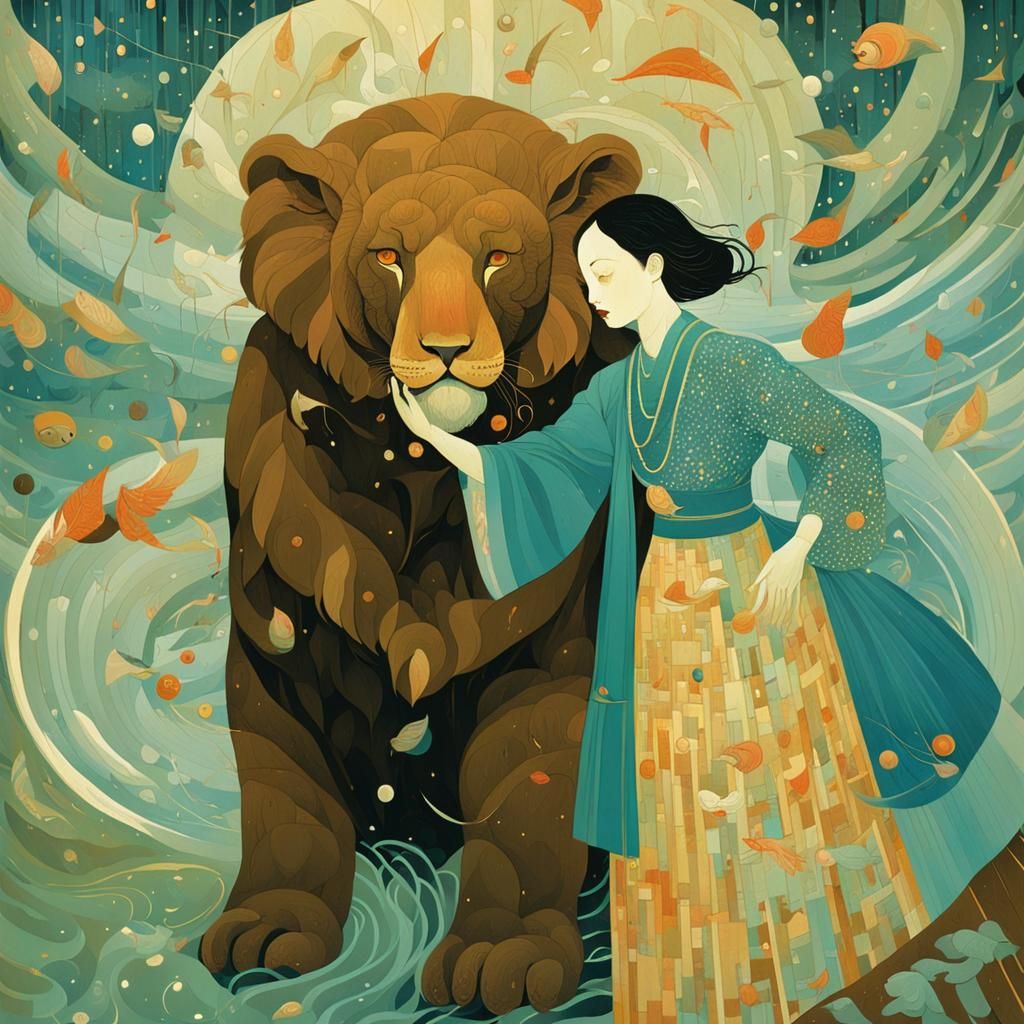 Abstract Art in Complementary Colors with Fine Details