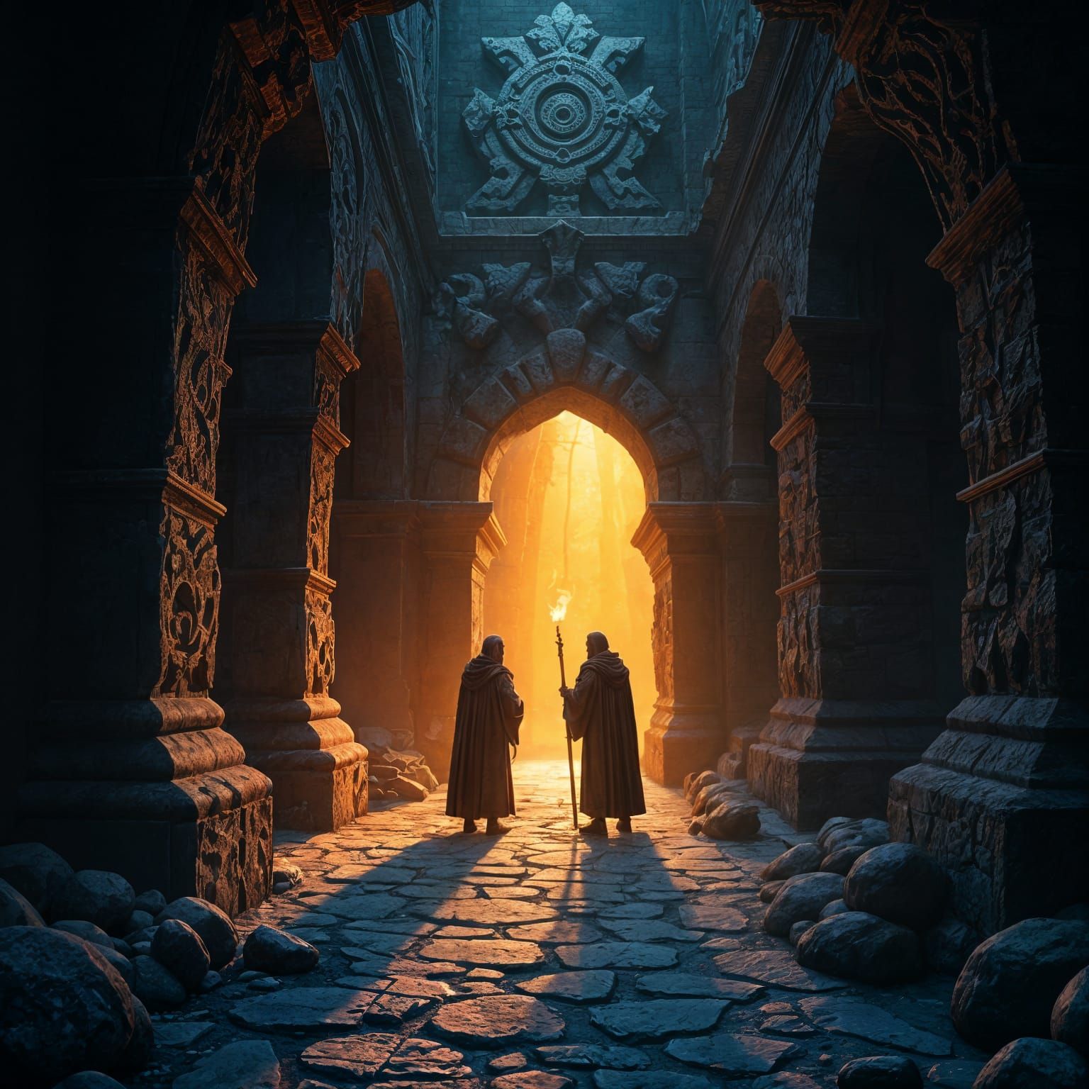 Paul and Silas in Prison: Detailed Matte Painting