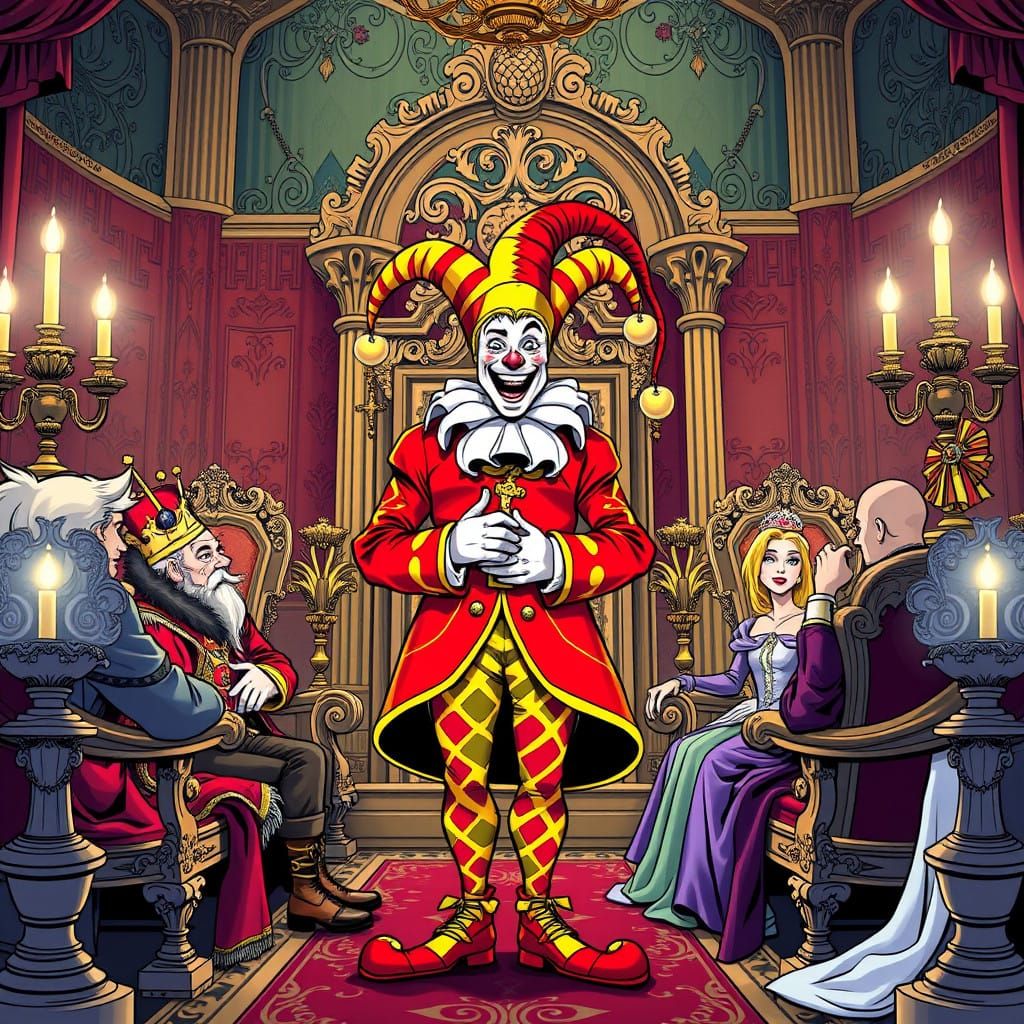 Royal Jester Delights the Court with Witty Banter