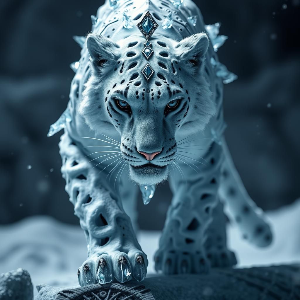 Icy Demon Panther in Detailed Fantasy Art