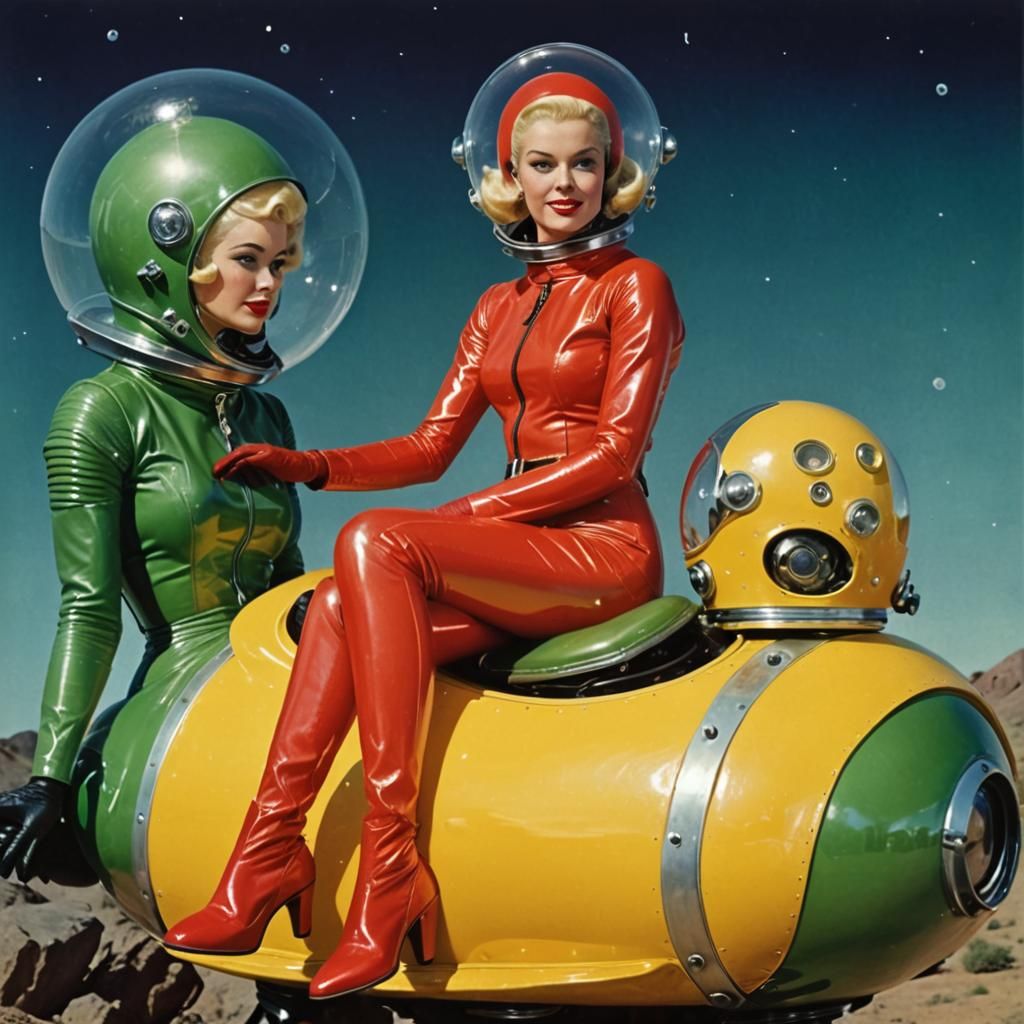 1950s Sci-Fi: Woman Rides Monster on Mars