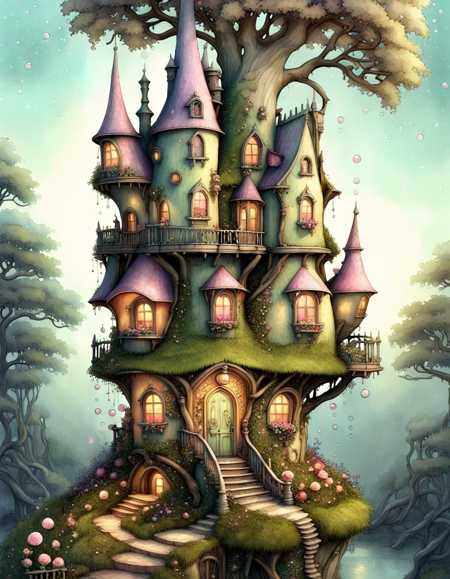 Whimsical Fairy Boot House in Magical Forest