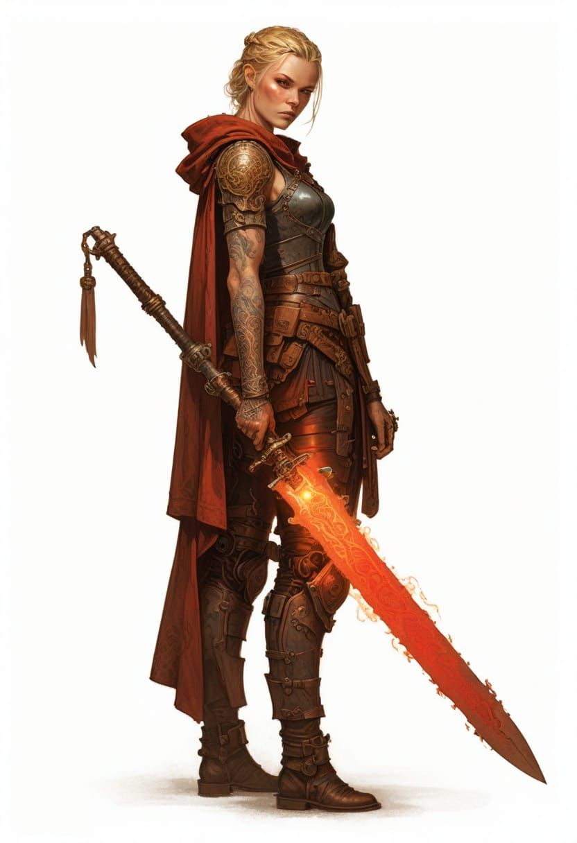 Steampunk Cyborg Viking Swordmaiden Illustration