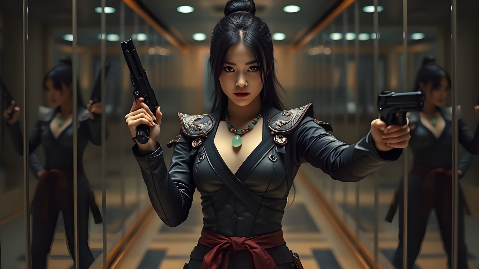 Lethal Asian Assassin in Mirrored Hall