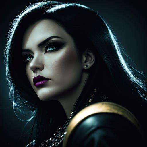 Moody Noir Portrait of Singer in Golden Light