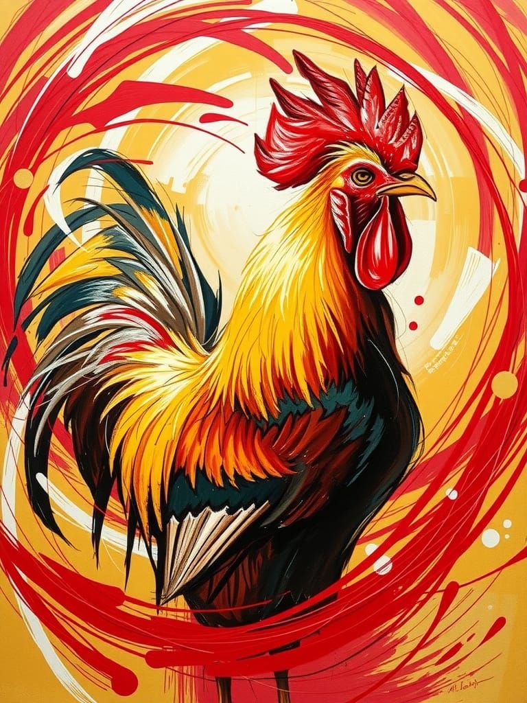 A colorful abstract drawing with spiral lines and shapes in ...