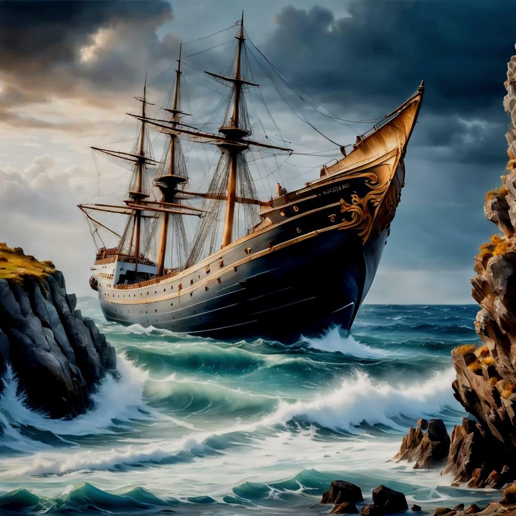 Sirens Fly Over Rough Sea, Hyperrealistic Photo