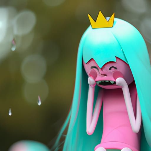 Princess Bubblegum Crying in 3D with Mint Hair
